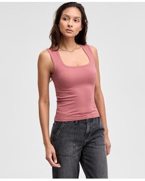 And Now This Ribbed Seamless Square-neck Tank Top - Red