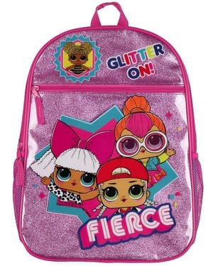 L.O.L. SURPRISE Lol Surprise Backpack 16 Inch Glitter On Queen B Diva Neon Q.t. And M.c. Swag Book Bag - Pink