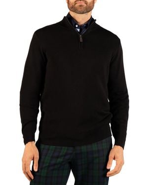 Tailorbyrd Fine-knit Mock-neck Quarter-zip Sweater - Black