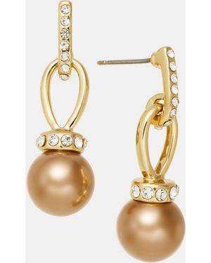 Charter Club Glass Pearl Drop Earrings - Metallic