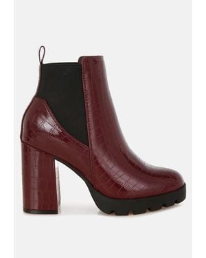 LONDON RAG Foxy Faux Leather Croc Chelsea Boots - Brown