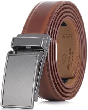 Mio Marino Linxx Designer Ratchet Leather Belt - Brown
