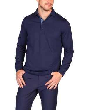 Tailorbyrd Solid Modal Long Sleeve Polo - Blue