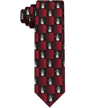 Hallmark Holiday Traditions Snowman And Square Slim Tie - Red