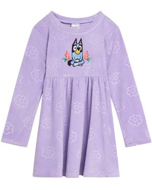 Bluey Girls Velour Skater Dress - Purple