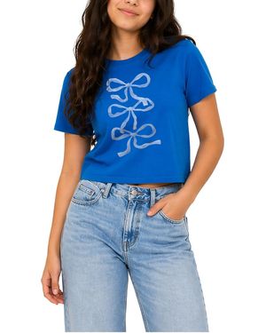 Instant Message Blue Bows Cropped Graphic T-shirt