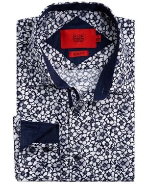 Elie Balleh Big Boys Slim Fit Floral Dress Shirt - Blue