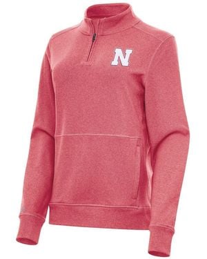 Antigua Nebraska Huskers Crush Quarter-zip Fleece Sweatshirt - Pink