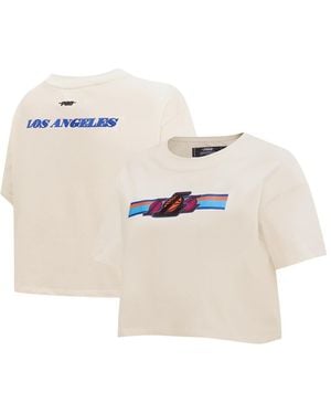 Pro Standard Los Angeles Lakers Retro Striper Sj Cropped Boxy T-shirt - White