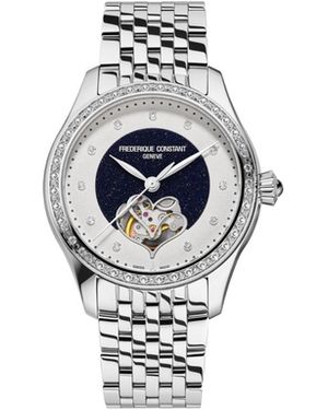 Frederique Constant Swiss Automatic Double Heart Beat Silver-tone Stainless Steel Watch 36mm - White