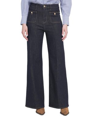 Elle Collection Patch Pocket Wide Leg Jean Wide-leg Pants - Blue