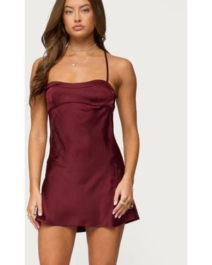 Edikted Nalah Satin Effect Mini Dress - Purple