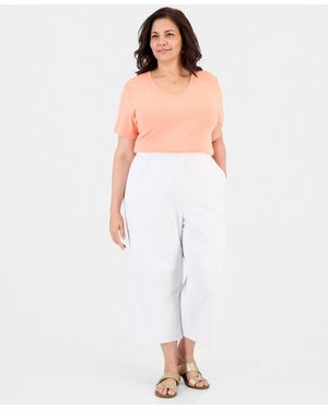 Style & Co. Plus Pull-on Wide-leg Capri Pants - White