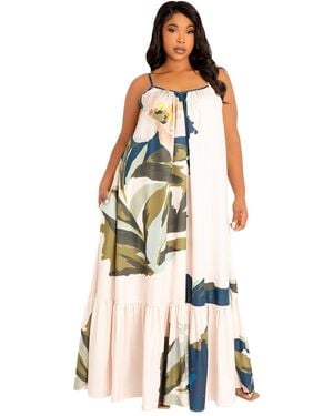 Buxom Couture Floral Voluminous Maxi Dress - Natural