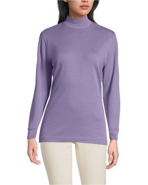 Lands' End Relaxed Cotton Long Sleeve Mock Turtleneck - Purple