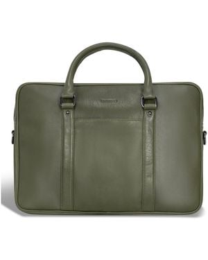CHAMPS Onyx Collection Leather Slim Briefcase - Green