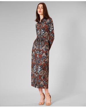 Julia Jordan Printed Long-sleeve Collared Dress - Multicolor