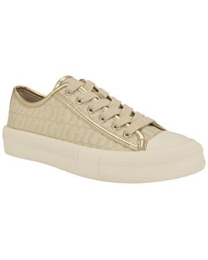 Guess Carey Jacquard Logo Low-top Lace-up Sneakers - Natural