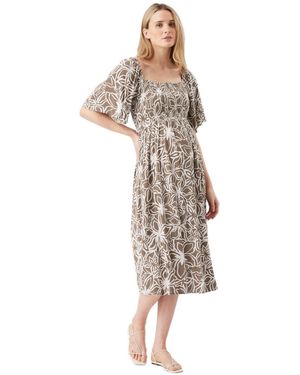 Ripe Maternity Maternity Ripe Alona Shirred Dress Olive / White - Multicolor