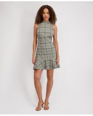 Kensie Mock Neck Sleeveless Plaid Woven Dress - Multicolor