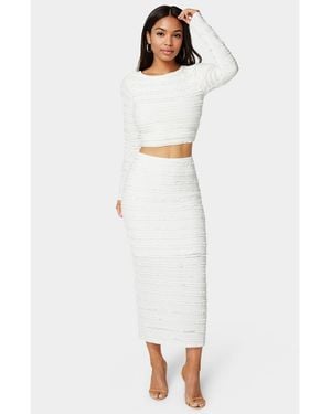 Bebe Ruffle Lace Two Piece Skirt Set - White