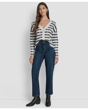 DKNY Classic High Rise Straight No Cuff Jeans - Blue