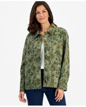 Style & Co. Printed Utility Jacket - Green