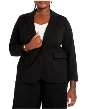 Eloquii Plus Size The Ultimate Stretch Long One Button Blazer - Black