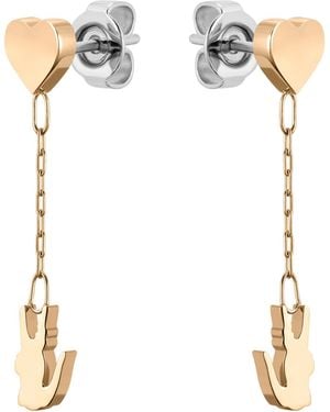 Lacoste Tone Heart And Crocodile Drop Earrings - White