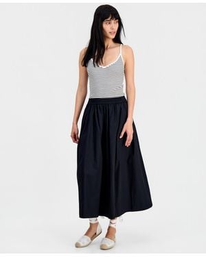 On 34th Pull-on Poplin Midi Skirt - Red