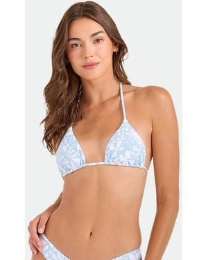 Volcom Floral Print V-neck Bikini Top - Blue