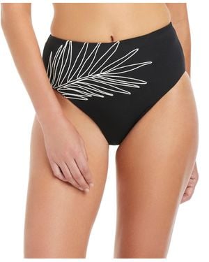 Sanctuary Midnight Breeze High Rise Embroidered Swim Briefs - Black