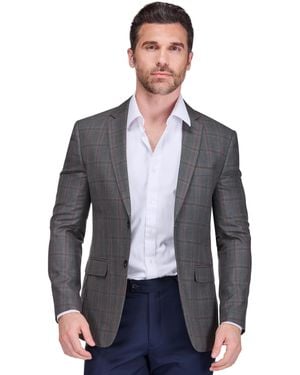 Gino Vitale Plaid Slim Fit Sportcoat Blazer - Blue