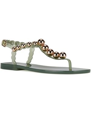 Jeffrey Campbell Plated Studded T-strap Jelly Sandals - Metallic