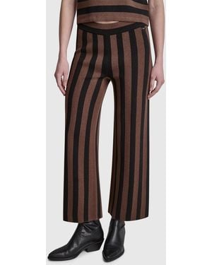 DKNY Pull-on Striped Ankle Length Pants - Brown