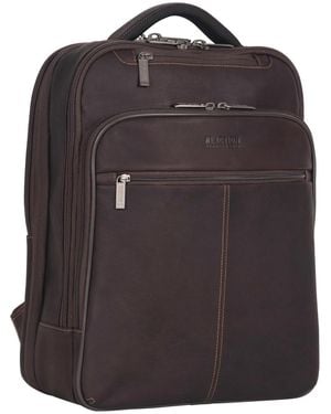 Kenneth Cole Full-grain Colombian Leather 16" Laptop Tablet Travel Backpack - Brown