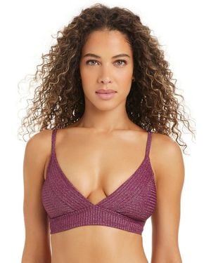 BarIII Rib & Shine Over-the-shoulder Bra - Purple