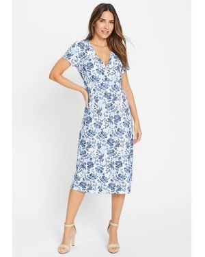 Olsen Prairie Floral Knit Dress - Blue