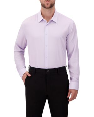 Report Collection 4-way Geometric-print Button-front Woven Dress Shirt - White