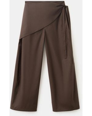 Mango Removable Scarf Straight Pants - Brown