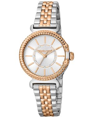 Roberto Cavalli Snake Core Quartz Stainless Steel Bracelet Watch - Metallic