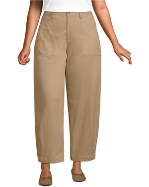 Lands' End Chino High Rise Barrel Leg Utility Ankle Pants - Natural
