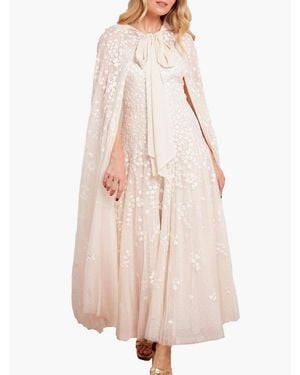 Needle & Thread Scatter Blossom Hooded Long Cape - Natural