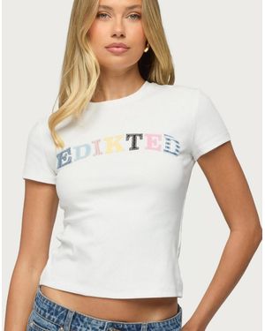 Edikted Patchwork Baby Short-sleeve Crewneck Graphic T-shirt - White