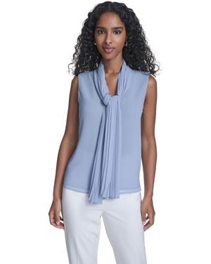 Calvin Klein Sleeveless Chiffon V-neck Top - Blue