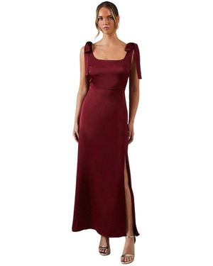 Oasis Satin Midi Bridesmaid Dress - Red
