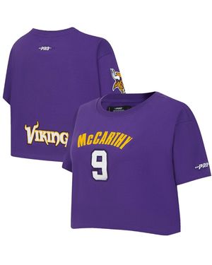 Pro Standard J.j. Mccarthy Minnesota Vikings Player Name Number Cropped Boxy T-shirt - Purple