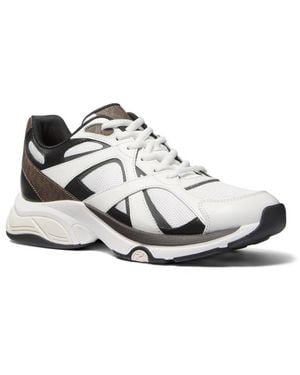 Michael Kors Leo Suede Mixed-media Sneakers - White