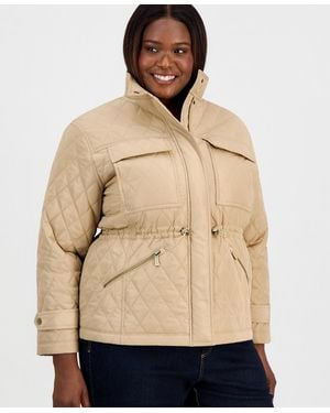 Michael Kors Plus Size Short Quilted Coat - Natural