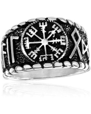 Metallo Stainless Steel Designed Ring - Black